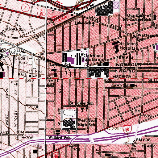 Topographic Map of Martin Luther Lutheran Church, OH