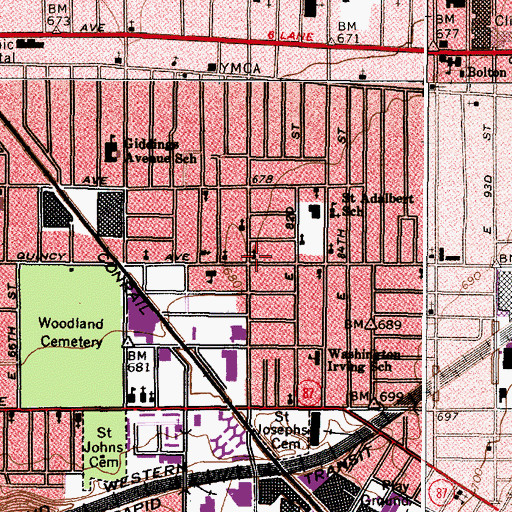 Topographic Map of Emmanuel Baptist Church, OH