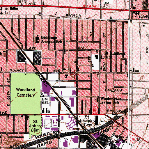 Topographic Map of Old Landmark Baptist Church, OH