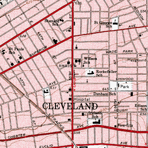 Topographic Map of Saint James Anglican Church, OH