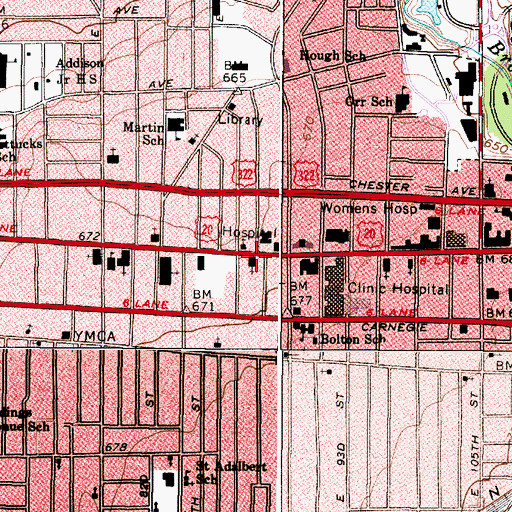 Topographic Map of Emmanuel Episcopal Church, OH