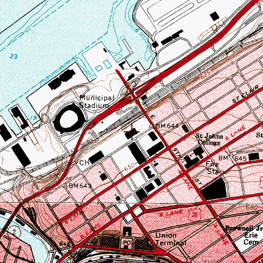 Topographic Map of Cleveland City Hall, OH