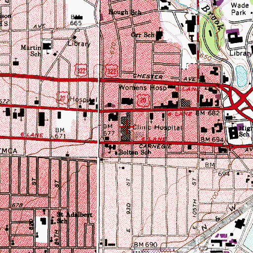 Topographic Map of Clinic Hospital, OH