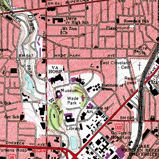Topographic Map of Western Reserve Historical Society Museum, OH