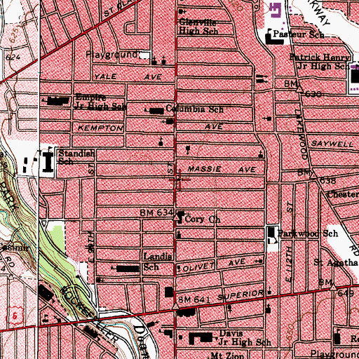 Topographic Map of Cleveland Church of Christ, OH