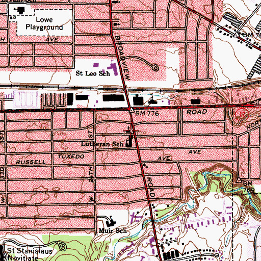 Topographic Map of Parma Lutheran Church, OH