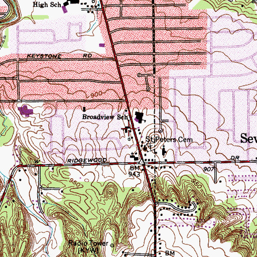 Topographic Map of Holy Trinity Lutheran Church, OH