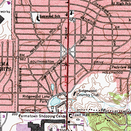 Topographic Map of Ridgewood United Methodist Church, OH