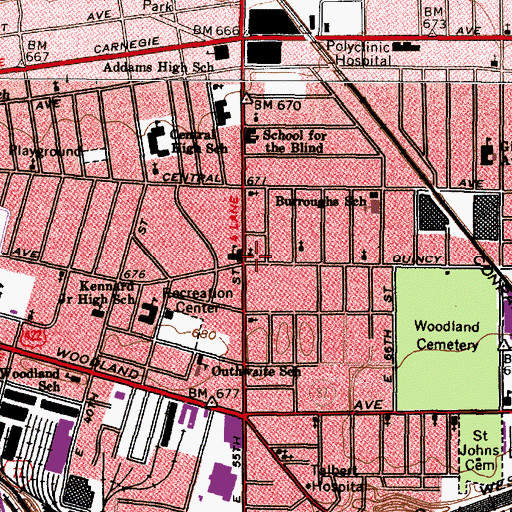 Topographic Map of Saint Pauls African Methodist Episcopal Zion Church, OH