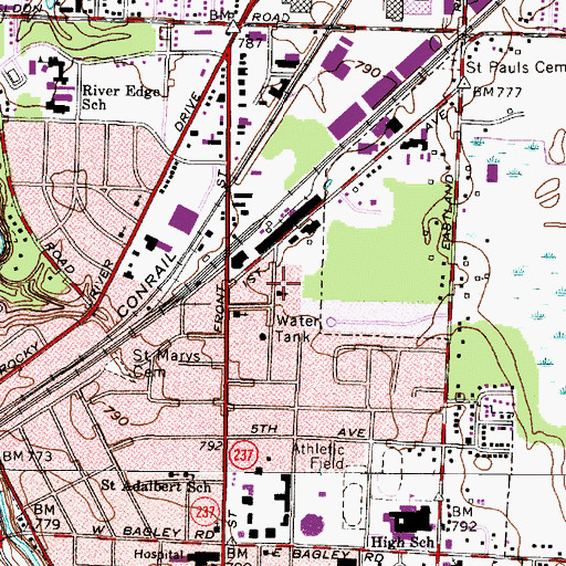 Topographic Map of First Baptist Church, OH