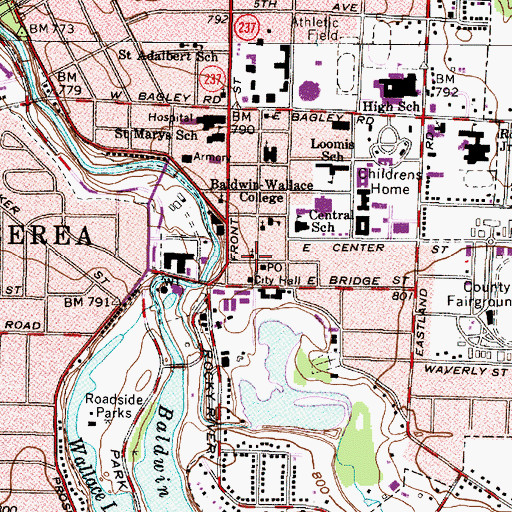 Topographic Map of First Congregational United Church of Christ, OH