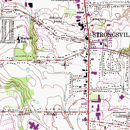 Topographic Map of First Lutheran Church of Strongsville, OH