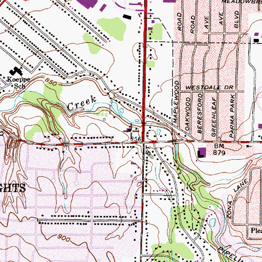 Topographic Map of Pleasant Hills United Methodist Church, OH