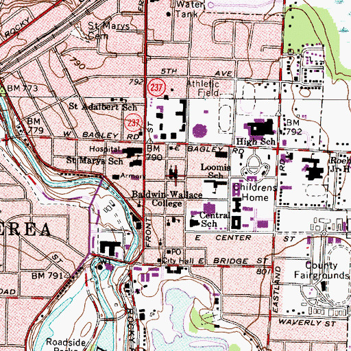 Topographic Map of United Methodist Church of Berea, OH
