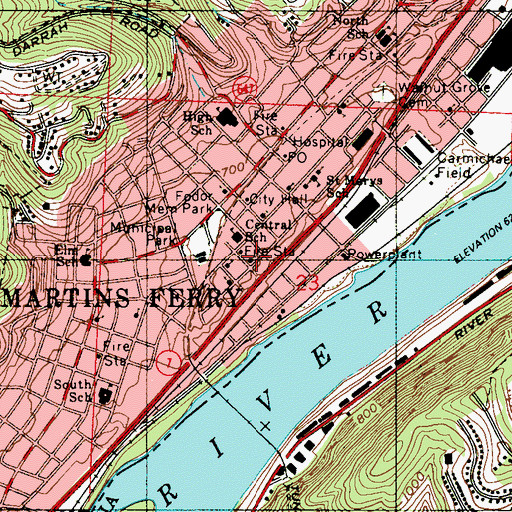 Topographic Map of First Baptist Church, OH