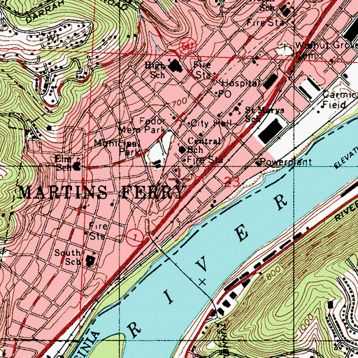 Topographic Map of First United Methodist Church, OH