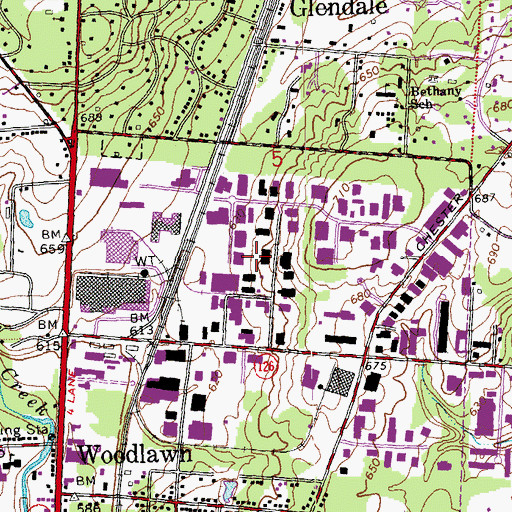 Topographic Map of Woodlawn Commercial Park, OH