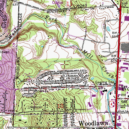 Topographic Map of Trillum Trails Wildflower Preserve, OH