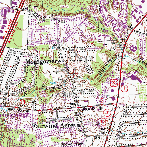 Topographic Map of Dulle Park, OH