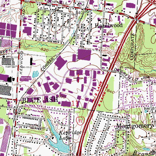 Topographic Map of Blue Ash Industrial Park, OH