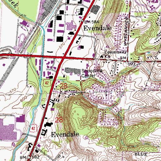 Topographic Map of Evendale Medical Center, OH