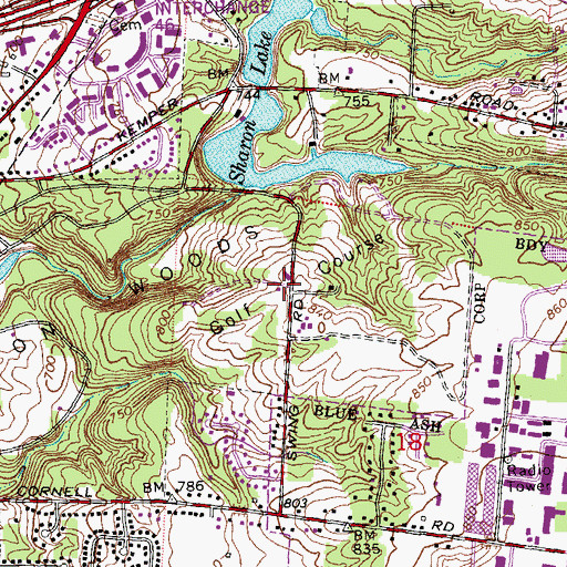 Topographic Map of Sharon Woods Golf Course, OH