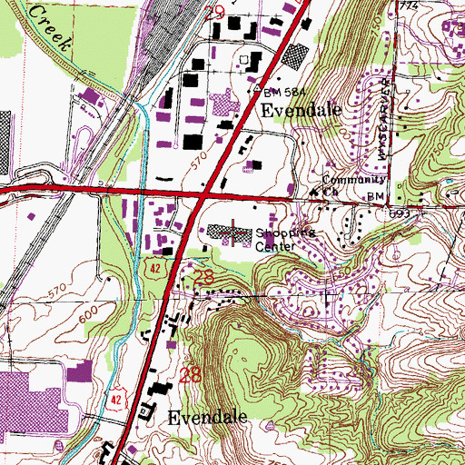 Topographic Map of Northland Shopping Center, OH