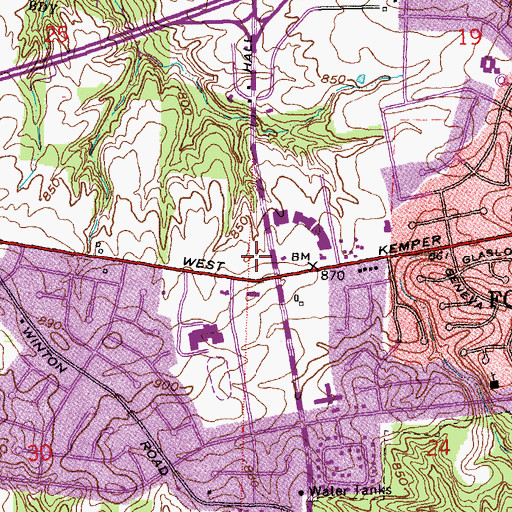 Topographic Map of Forest Park Square Shopping Center, OH