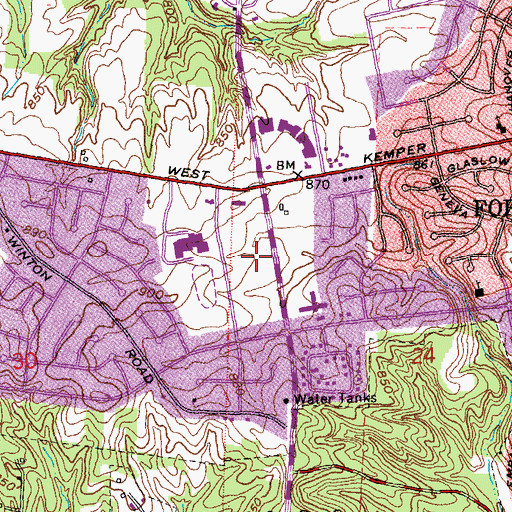 Topographic Map of Central Park, OH