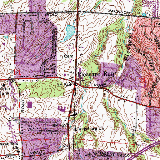 Topographic Map of Springdale Mini-Mall Shopping Center, OH