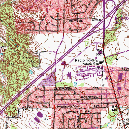 Topographic Map of Beckman Adult Center, OH