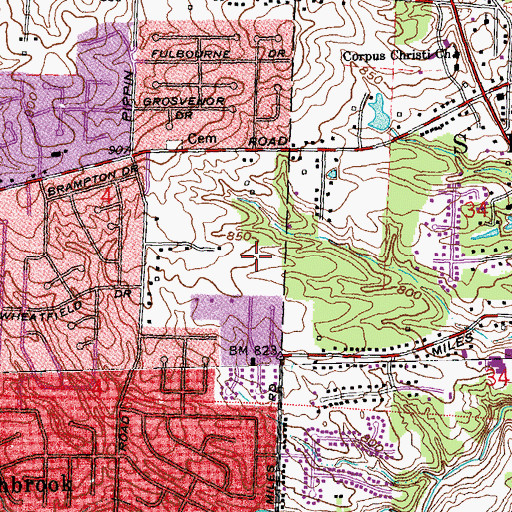 Topographic Map of Northbrook Civic Association Playfield, OH