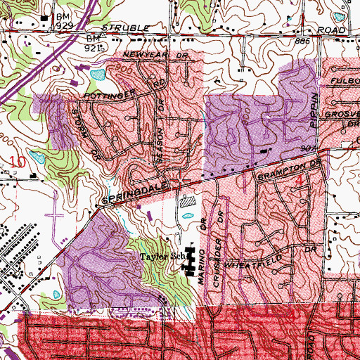 Topographic Map of Spring Hill Shopping Center, OH