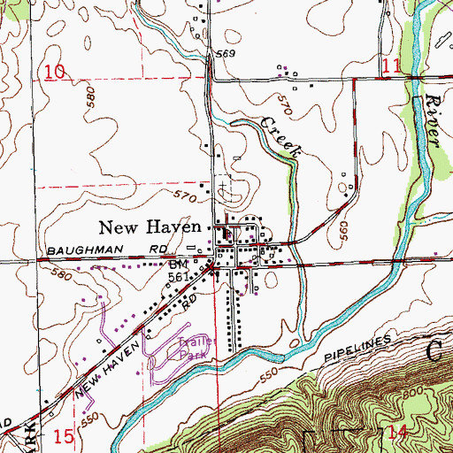 Topographic Map of Crosby United Methodist Church, OH