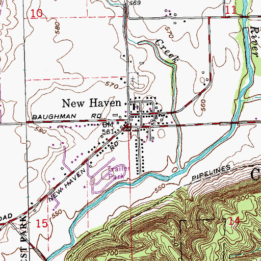 Topographic Map of New Haven United Methodist Church, OH