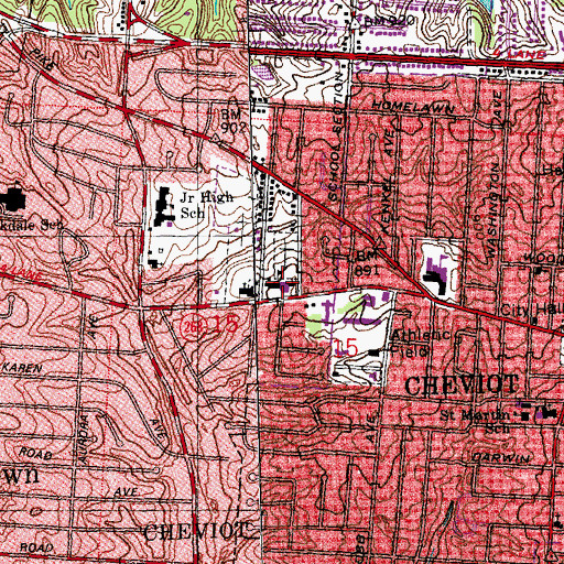 Topographic Map of Saint Aloysius Gonzaga School, OH