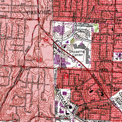 Topographic Map of Western Village Shopping Center, OH