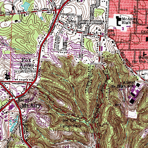 Topographic Map of Fox Preserve, OH