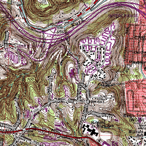 Topographic Map of Roll Hill Elementary School, OH