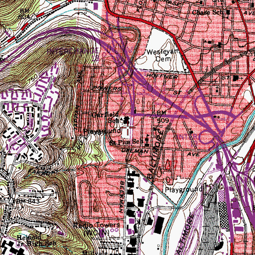 Topographic Map of Wayne Playground, OH