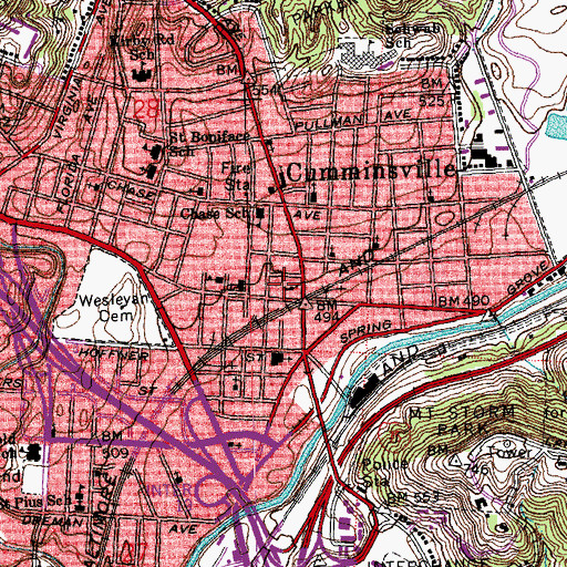 Topographic Map of Jacob Hoffner Park, OH
