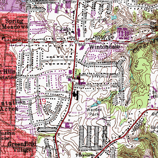 Topographic Map of Saint Vivian School, OH