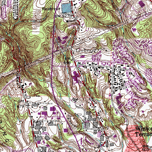 Topographic Map of Jacobs High School, OH