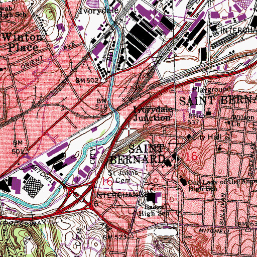 Topographic Map of Lytle Park, OH