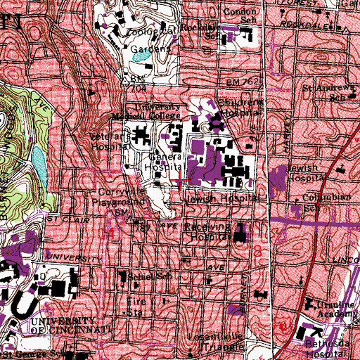 Topographic Map of Shriners Burn Institute, OH