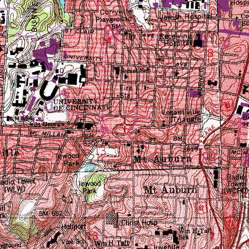Topographic Map of University Plaza Shopping Center, OH