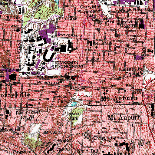 Topographic Map of Classon Park, OH