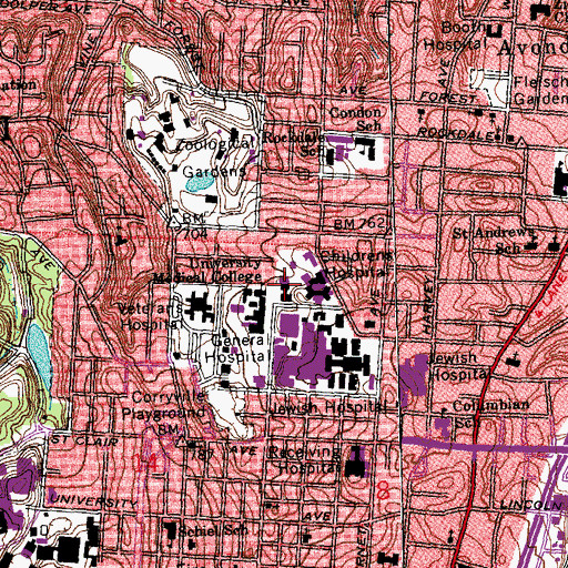 Topographic Map of Holmes Hospital, OH