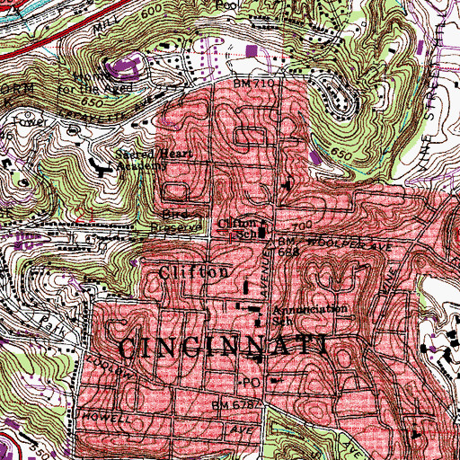 Topographic Map of Clifton Community Center, OH