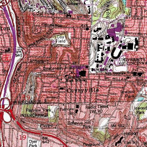 Topographic Map of Krueck Community Center, OH
